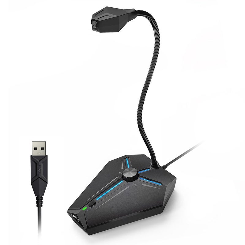 CMTECK Computer Microphone, G006Plus USB Desktop Condenser PC Laptop Mic, Mute Button with LED Indicators, Compatible with Windows/Mac (with Volume Knob) - Image 1